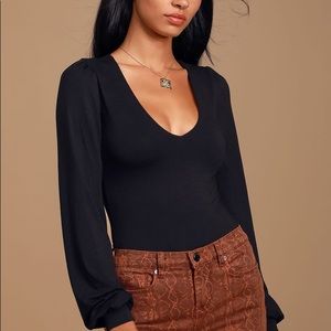 Black V-Neck Bodysuit // S // Never WORN